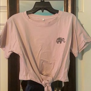 pink cropped shirt